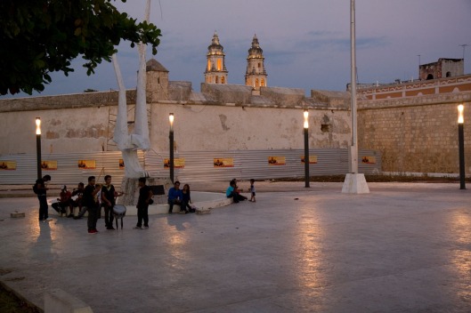 Youths in a Plaza Outside Campeche's Main Defensive Wall