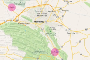 Map - Monterrey with Garcia and Santiago Highlighted